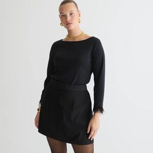 J. Crew Feather Trim Long Sleeve Shirt SZ L